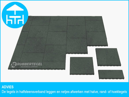 RubbertegelXL - Rubberen Terrastegel - 50x50x3 cm Grijs - Advies