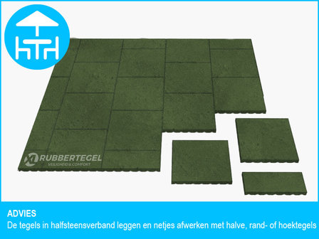 RubbertegelXL - Rubberen Terrastegel - 50x50x4 cm Groen - Advies