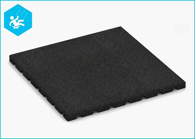 RubbertegelXL- Rubberen Speelplaatstegel - 50x50x3 cm Zwart - Bovenkant