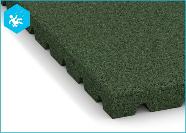 RubbertegelXL - Rubberen Speelplaatstegel - 50x50x4,5 cm Groen - Detail
