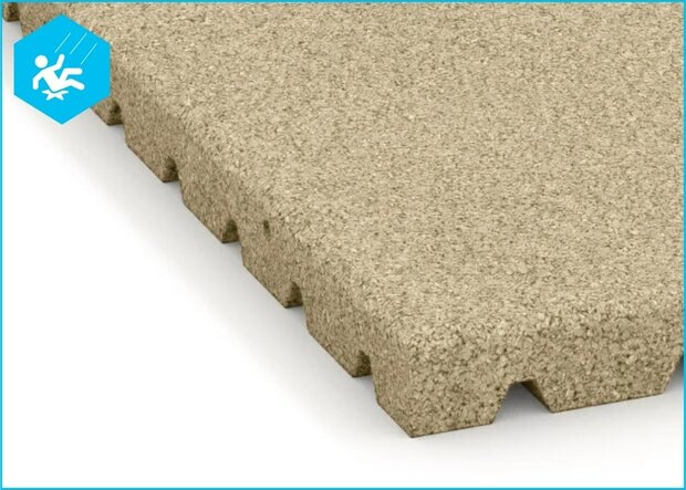 RubbertegelXL - Rubberen Speelplaatstegel - 50x50x4,5 cm - Zand - Detail