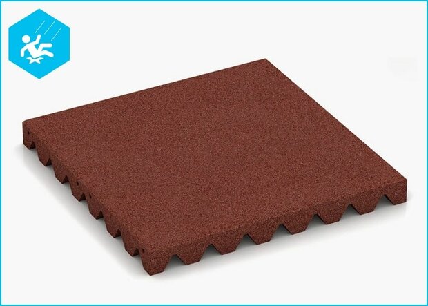 RubbertegelXL - Rubberen Speelplaatstegel 50x50x5,5 cm Rood - Bovenzijde