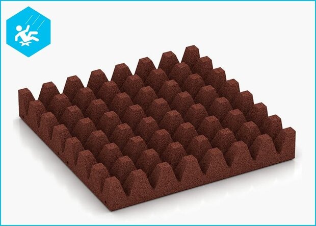 RubbertegelXL - Rubberen Speelplaatstegel 50x50x6,5 cm Rood - Onderzijde
