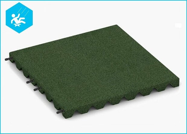 RubbertegelXL - Rubberen Speelplaatstegel - 50x50x4 cm Groen - met Pen/Gatverbinding - Bovenzijde