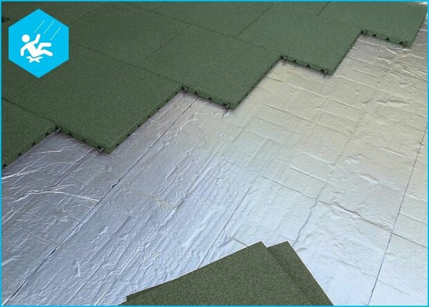RubbertegelXL - Rubberen Speelplaatstegel - 50x50x4 cm Groen - met Pen/Gatverbinding - Legverband