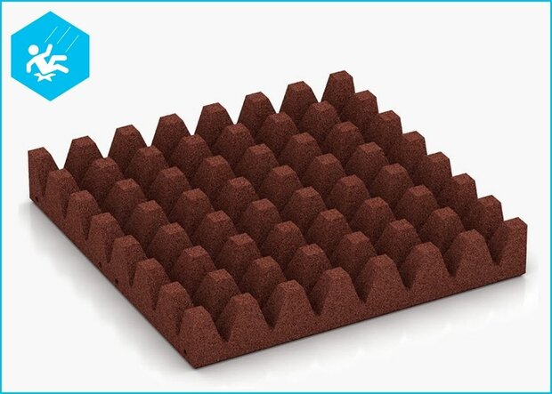 RubbertegelXL - Rubberen Speelplaatstegel 50x50x8 cm Rood met pen/gatverbinding - Onderzijde