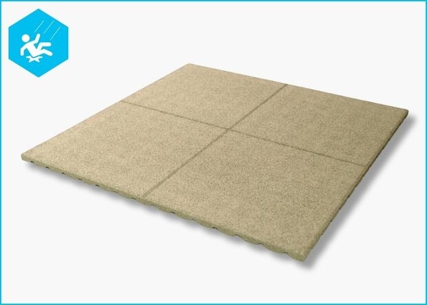 RubbertegelXL - Rubberen Speelplaatstegel - 100x100x2,5 cm Zand - Bovenzijde