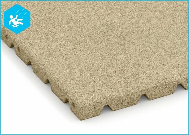 RubbertegelXL - Rubberen Speelplaatstegel - 100x100x2,5 cm Zand - Detail