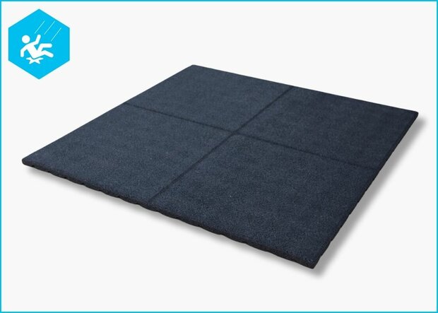 RubbertegelXL - Rubberen Speelplaatstegel - 100x100x3 cm Zwart - Bovenzijde