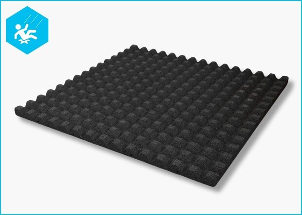 RubbertegelXL - Rubberen Speelplaatstegel 100x100x6,5 cm Zwart - Onderzijde