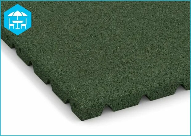 RubbertegelXL - Rubberen Dak- & Terrastegel 50x50x3 cm Groen - Detail