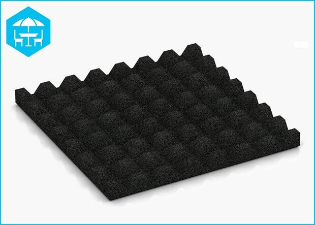RubbertegelXL - Rubberen Dak- & Terrastegel 50x50x4 cm Zwart - Onderzijde