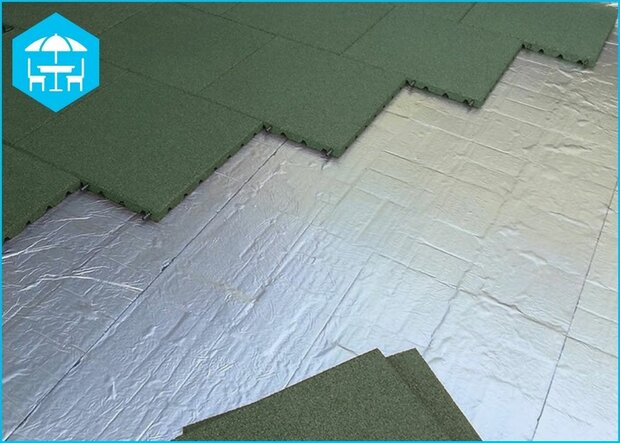 RubbertegelXL - Rubberen Dak- & Terrastegel 50x50x4 cm Groen met pen-gatverbinding - Legverband