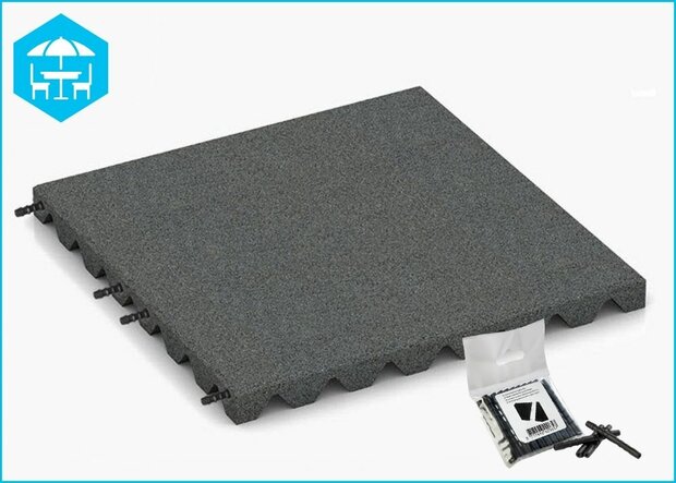 RubbertegelXL - Rubberen Dak- & Terrastegel 50x50x4 cm Grijs met pen-gatverbinding - Bovenzijde
