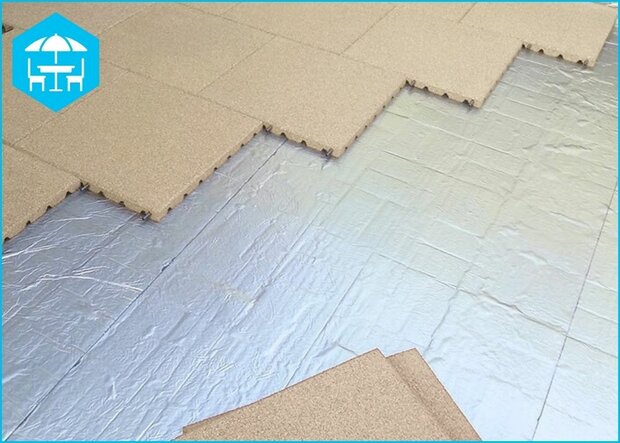 RubbertegelXL - Rubberen Dak- & Terrastegel 50x50x4 cm Zand met pen-gatverbinding - Legverband