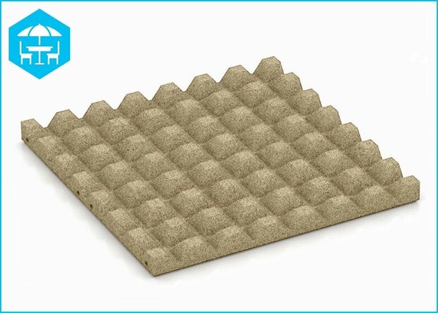 RubbertegelXL - Rubberen Dak- & Terrastegel 50x50x4 cm Zand met pen-gatverbinding - Onderzijde