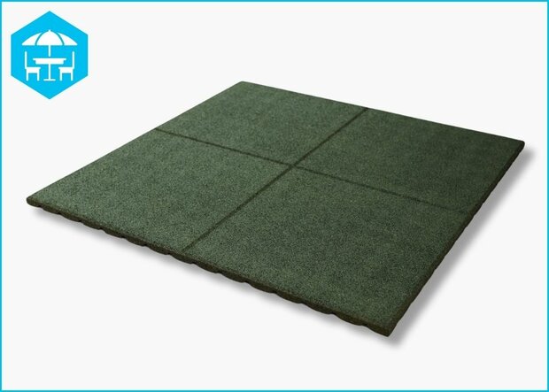 RubbertegelXL - Rubberen Dak- & Terrastegel 100x100x3 cm Groen - Bovenzijde