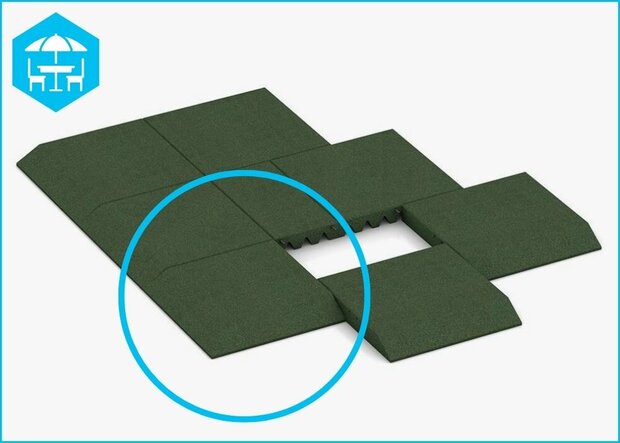 RubbertegelXL - Rubberen Dak- & Terrastegel 50x50 cm Hoek Groen - Legadvies