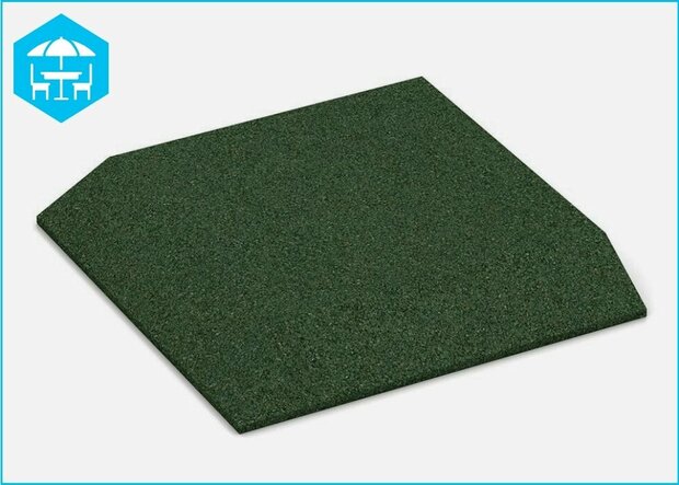 RubbertegelXL - Rubberen Dak- & Terrastegel 50x50 cm Hoek Groen - Bovenzijde