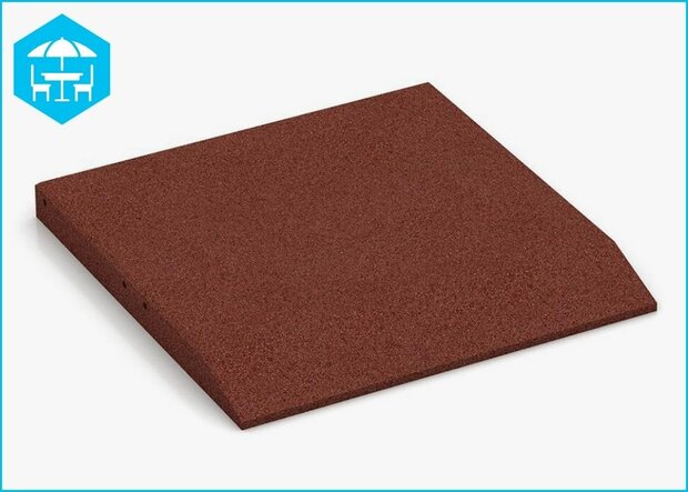 RubbertegelXL - Rubberen Dak- & Terrastegel 50x50 cm Rand Rood met pen-gatverbinding - Bovenzijde