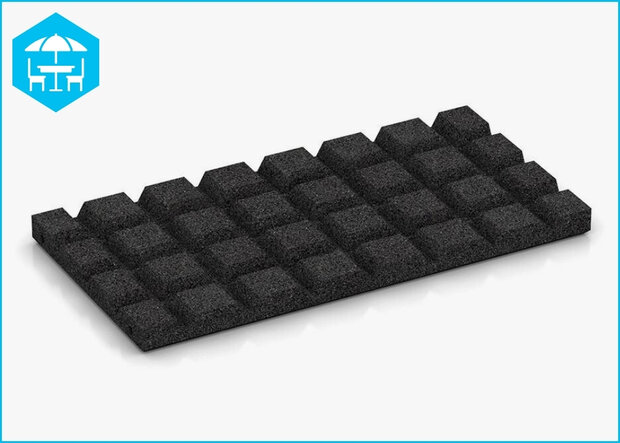 RubbertegelXL - Rubberen Dak- & Terrastegel 50x25x3 cm Half Zwart - Onderzijde