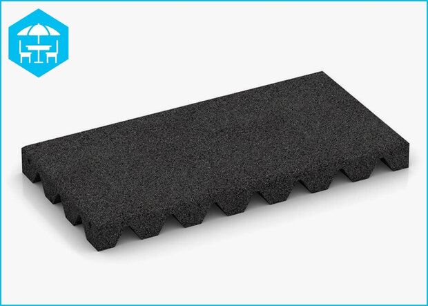 RubbertegelXL - Rubberen Dak- & Terrastegel - 50x25x4 cm Zwart - Bovenzijde