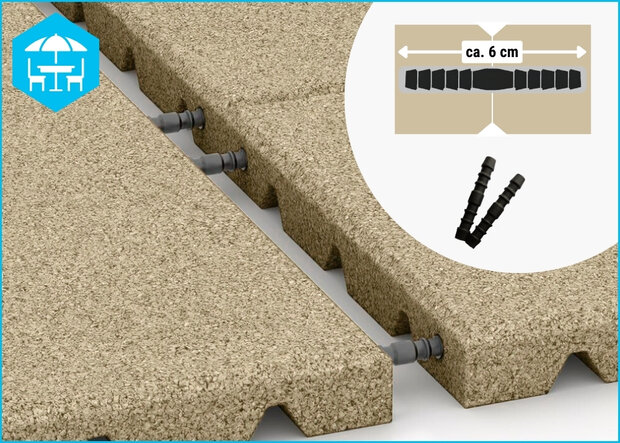RubbertegelXL - Rubberen Dak- & Terrastegel - 50x25x3 cm Zand - met Pen-Gatverbinding - de Pen-Gatverbinding