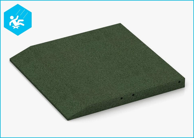 RubbertegelXL - Rubberen Speelplaatstegel 50x50 cm Rand Groen - Bovenzijde