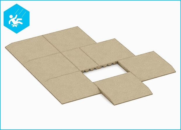 RubbertegelXL - Rubberen Speelplaatstegel 50x50 cm Rand Zand - Legadvies