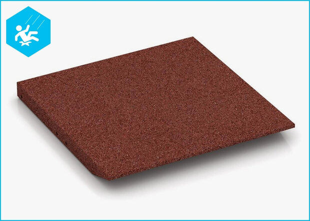 RubbertegelXL - Rubberen Speelplaatstegel - 50x50 cm Rand Rood met pen-gatverbinding - Onderzijde