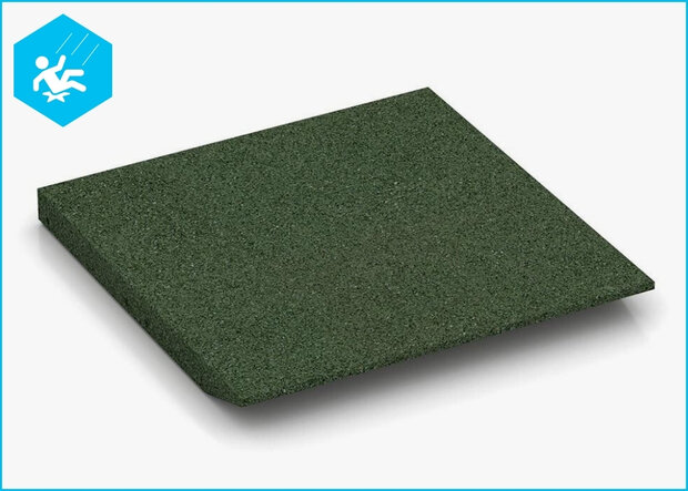 RubbertegelXL - Rubberen Speelplaatstegel - 50x50 cm Rand Groen met pen-gatverbinding - Onderzijde