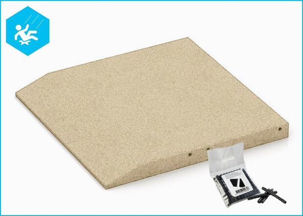 RubbertegelXL - Rubberen Speelplaatstegel - 50x50 cm Rand Zand met pen-gatverbinding - Bovenzijde