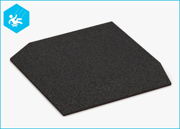 RubbertegelXL - Rubberen Speelplaatstegel 50x50 cm Hoek Zwart - Bovenzijde