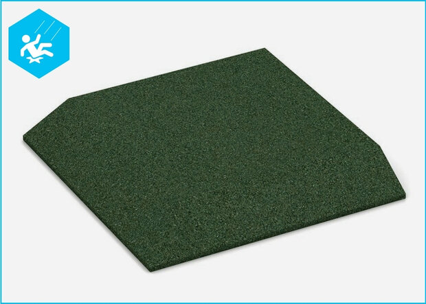 RubbertegelXL - Rubberen Speelplaatstegel 50x50 cm Hoek Groen - Bovenzijde