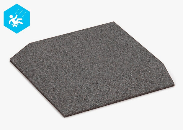 RubbertegelXL - Rubberen Speelplaatstegel 50x50 cm Hoek Grijs - Bovenzijde
