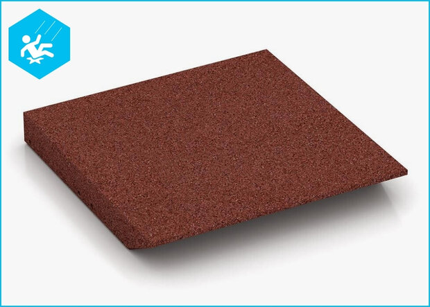 RubbertegelXL - Rubberen Speelplaatstegel 50x50 cm Hoek Rood met pen-gatverbinding - Onderzijde