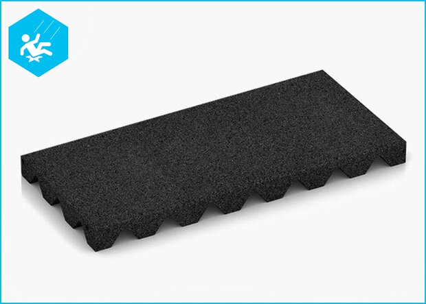 RubbertegelXL - Rubberen Speelplaatstegel - 50x25x4 cm Zwart - Bovenzijde