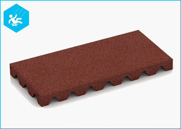 RubbertegelXL - Rubberen Speelplaatstegel - 50x25x4,5 cm Rood - Bovenzijde