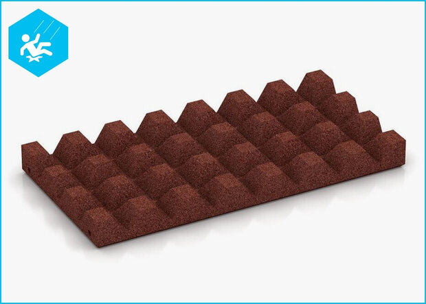RubbertegelXL - Rubberen Speelplaatstegel - 50x25x4,5 cm Rood - Onderzijde