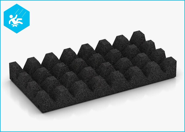 RubbertegelXL - Rubberen Speelplaatstegel - 50x25x6,5 cm Zwart - Onderzijde