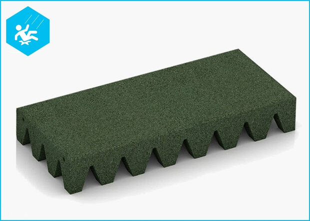 RubbertegelXL - Rubberen Speelplaatstegel - 50x25x6,5 cm Groen - Bovenzijde