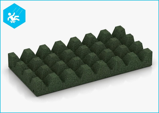 RubbertegelXL - Rubberen Speelplaatstegel - 50x25x6,5 cm Groen - Onderzijde