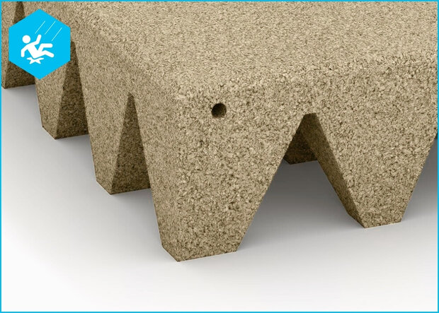 RubbertegelXL - Rubberen Speelplaatstegel - 50x25x10 cm Zand - Detail