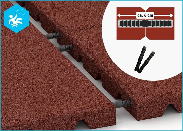 RubbertegelXL - Rubberen Speelplaatstegel - 50x25x3 cm Rood PG - de Pen-Gatverbinding