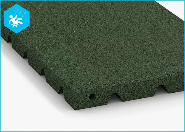 RubbertegelXL - Rubberen Speelplaatstegel - 50x25x3 cm Groen PG - Detail