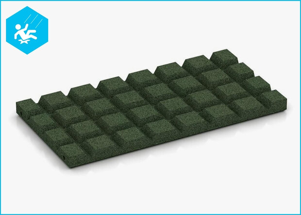 RubbertegelXL - Rubberen Speelplaatstegel - 50x25x3 cm Groen PG - Onderzijde