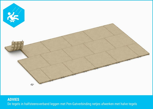 RubbertegelXL - Rubberen Speelplaatstegel - 50x25x4,5 cm Zand PG - Legadvies