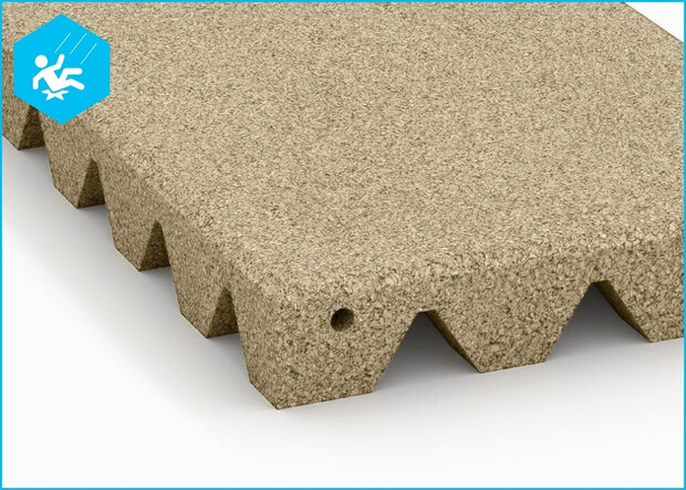 RubbertegelXL - Rubberen Speelplaatstegel - 50x25x4 cm Zand PG - Detail