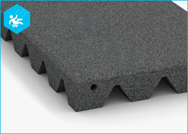 RubbertegelXL - Rubberen Speelplaatstegel - 50x25x5,5 cm Grijs PG - Detail