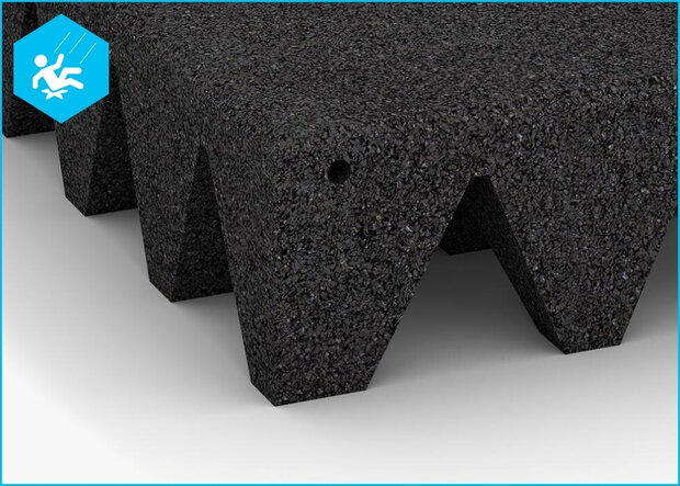 RubbertegelXL - Rubberen Speelplaatstegel - 50x25x10 cm Zwart PG - Detail
